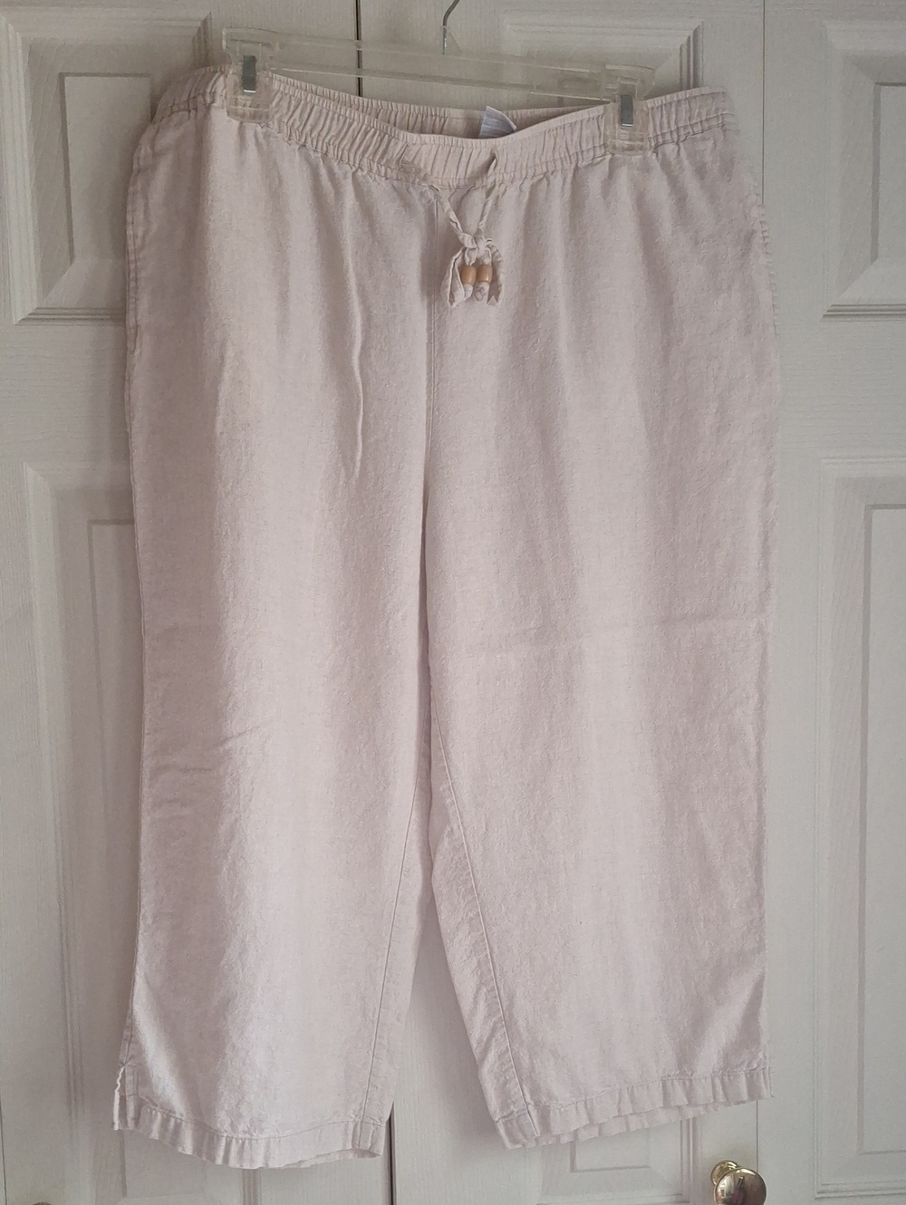 Sag Harbor Cream Drawstring Linen-Blend Bermudas